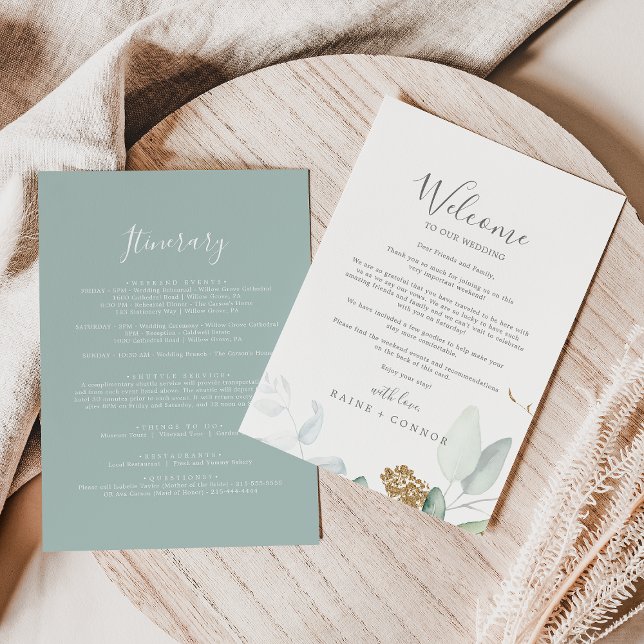 Carta de bienvenida al Boda Airy Greenery e Itiner (Subido por el creador)
