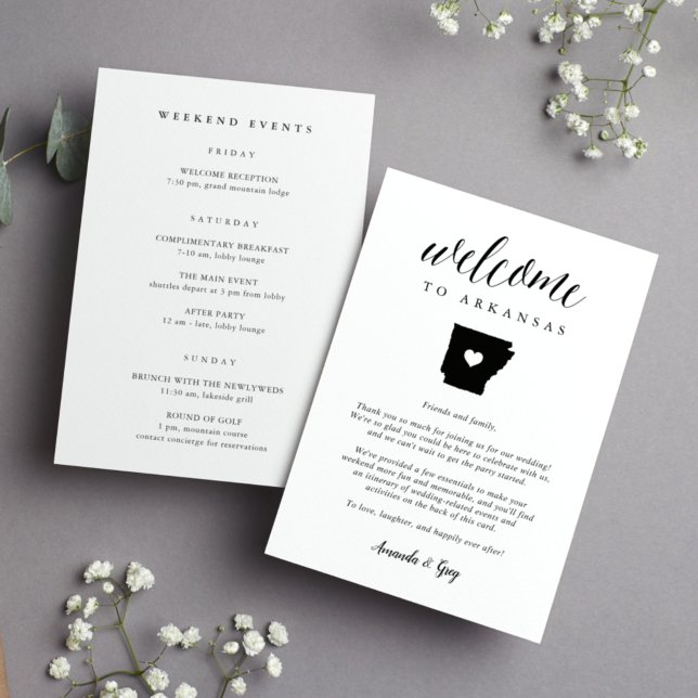Carta de bienvenida al Boda de Arkansas e tinerari (Subido por el creador)