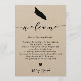 Carta de bienvenida al Boda de Aruba y Tarjeta Iti