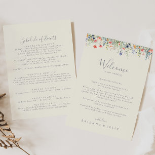 Carta de bienvenida al Boda de flores silvestres r