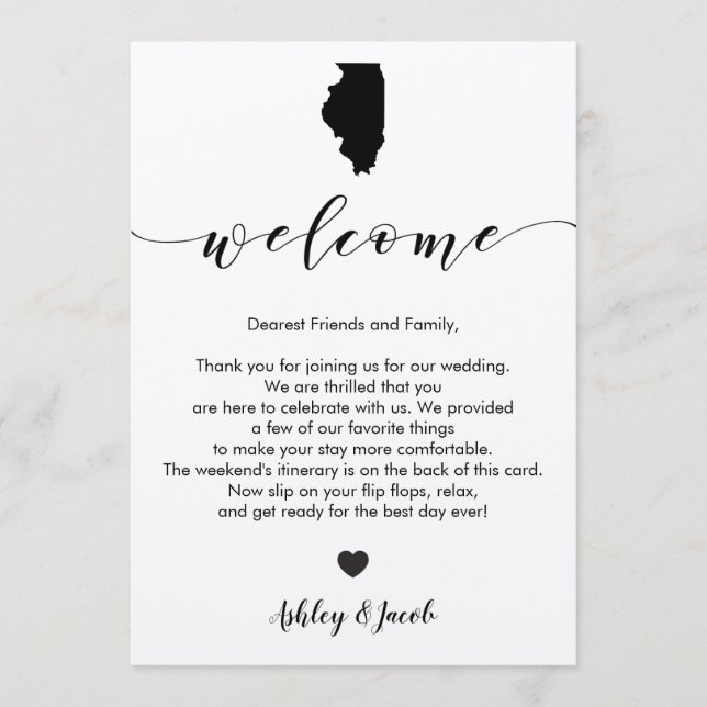 Carta de bienvenida al Boda de Illinois y tarjeta  (Anverso)