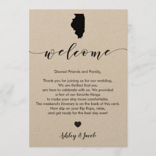 Carta de bienvenida al Boda de Illinois y tarjeta 