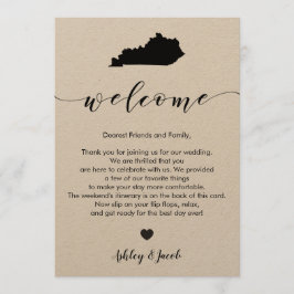 Carta de bienvenida al Boda de Kentucky y tarjeta 