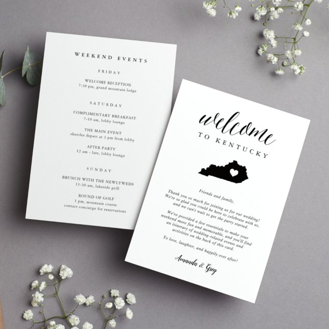 Carta de bienvenida al Boda de Kentucky y tinerari (Subido por el creador)