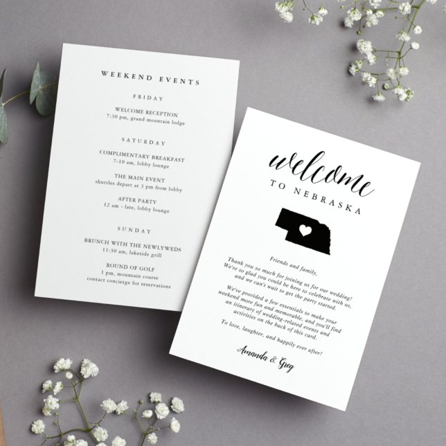Carta de bienvenida al Boda de Nebraska e Itinerar (Subido por el creador)