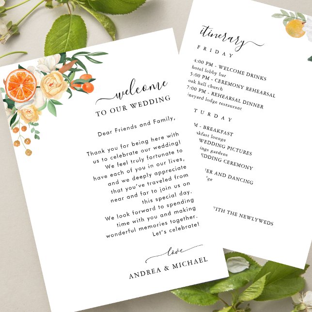 Carta de bienvenida al Boda del Citrus y tarjeta t (Subido por el creador)