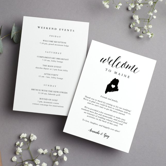Carta de bienvenida al Boda Maine e Itinerario (Subido por el creador)