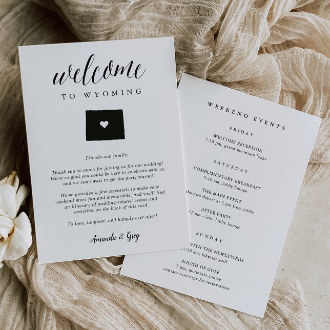 Carta de bienvenida al Boda Wyoming e tinerario (Subido por el creador)