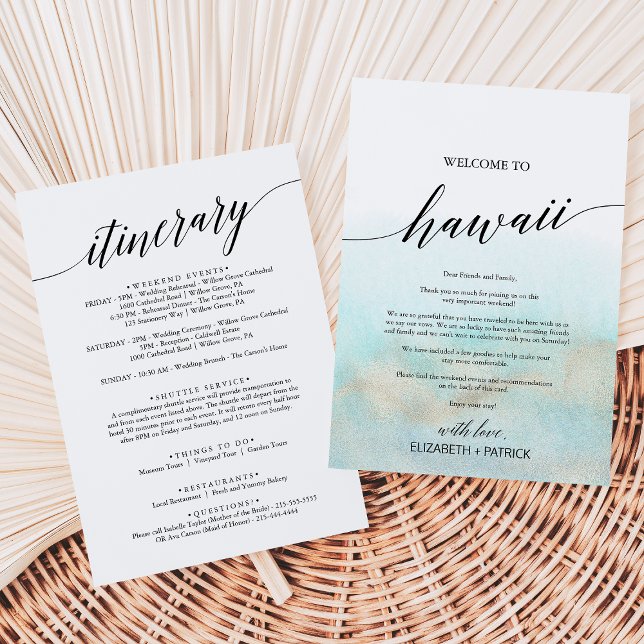 Carta de bienvenida Aqua Gold Beach Hawaii e Itine (Subido por el creador)