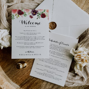 Carta de bienvenida Boda de caligrafía de primaver