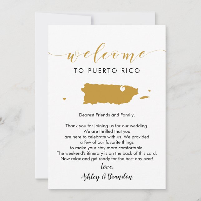 Carta de bienvenida Boda de Puerto Rico (Anverso)