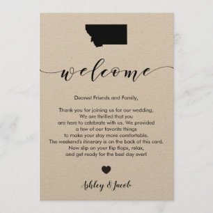 Carta de bienvenida Boda Montana y tarjeta tinerar