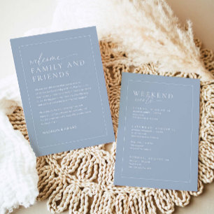Carta de bienvenida boda y tarjeta tineraria crono