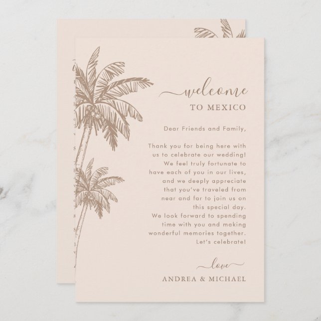 Carta de bienvenida Boho Beach Wedding Tarjeta Iti (Anverso / Reverso)
