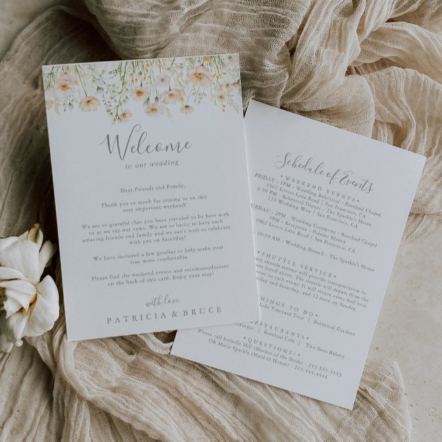 Carta de bienvenida clásica de Boda floral Rubor (Subido por el creador)