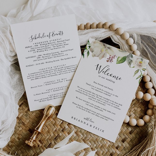 Carta de bienvenida con Boda floral Peony en invie (Subido por el creador)