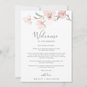 Carta de bienvenida con flores de cerezo de primav