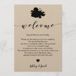 Carta de bienvenida de Antigua Boda y tarjeta tine