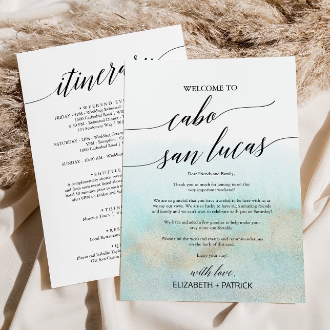 Carta de bienvenida de Aqua Cabo San Lucas y tiner (Subido por el creador)