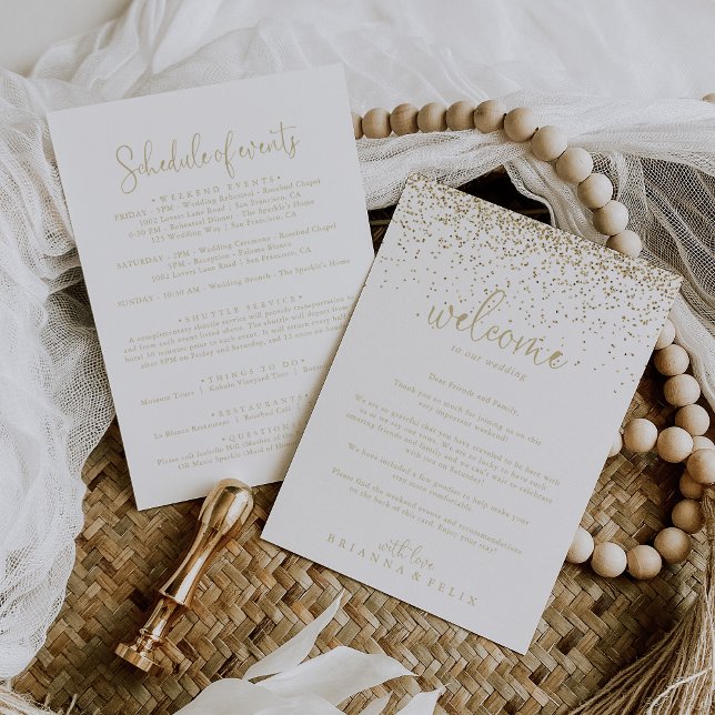 Carta de bienvenida de Boda con guión de confetti  (Subido por el creador)