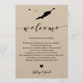Carta de bienvenida de Boda de Anguila y tarjeta t