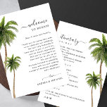 Carta de bienvenida de boda de destino Tarjeta Iti<br><div class="desc">Reciba a sus huéspedes e informe sobre las próximas actividades con esta tarjeta de destino de playa tropical, con palmeras acuáticas y detalles editables. Personalizar con facilidad utilizando las opciones "personalizar" y "editar usando la herramienta de diseño". ***SOLO SOLICITUDES DE DISEÑO DE COMPRA** Si no has hecho una compra y...</div>