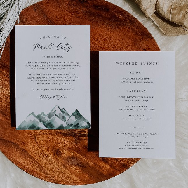 Carta de bienvenida de Boda de montaña y tarjeta t (Subido por el creador)