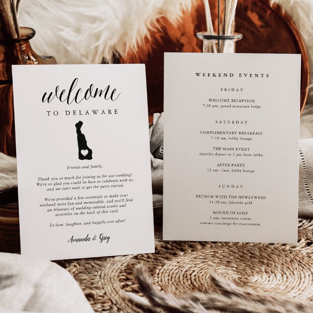 Carta de bienvenida de Boda Delaware y diccionario (Subido por el creador)