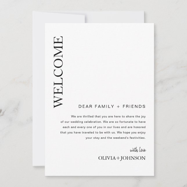 Carta de bienvenida de Boda EDITABLE y tarjeta de  (Anverso)