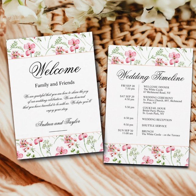 Carta de bienvenida de boda floral y tarjeta de ca (Subido por el creador)