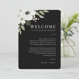 Carta de bienvenida de Boda floral y tarjeta tiner