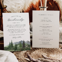 Carta de bienvenida de Boda forestal y tarjeta tin