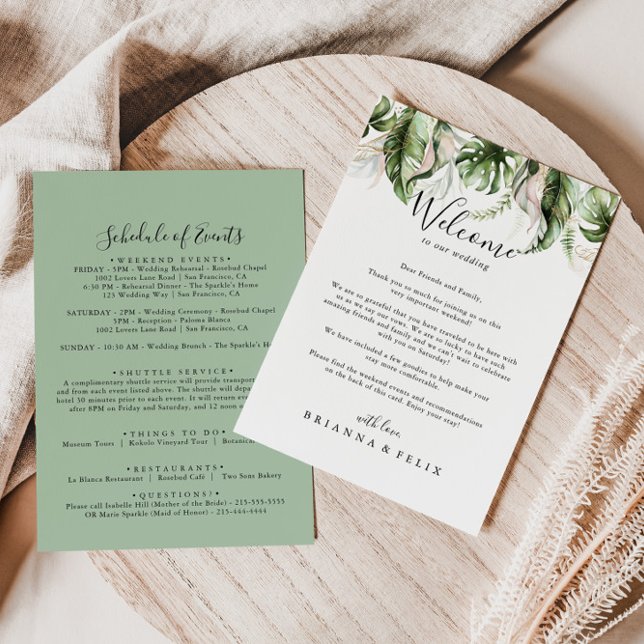 Carta de bienvenida de Boda Gold Tropical Greenere (Subido por el creador)