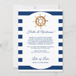 Carta de bienvenida de Boda náutico Tarjeta Itiner
