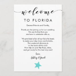 Carta de bienvenida de Boda Starfish y tarjeta tin