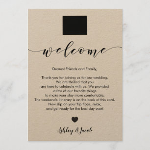 Carta de bienvenida de Boda Wyoming y tarjeta tine