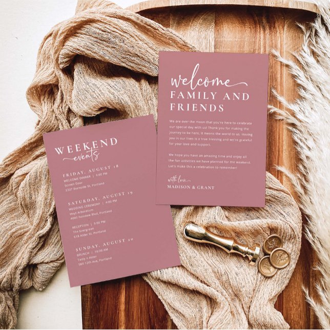 Carta de bienvenida de boda y tarjeta de tiempo de (Subido por el creador)