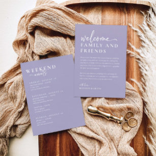 Carta de bienvenida de boda y tarjeta de tiempo de