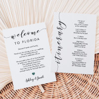 Carta de bienvenida de boda y Tarjeta Itineraria d