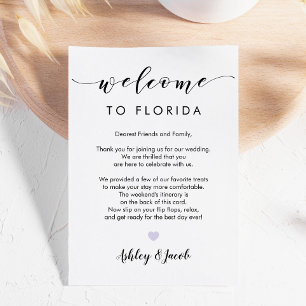 Carta de bienvenida de boda y Tarjeta Itineraria d