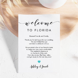 Carta de bienvenida de boda y Tarjeta Itineraria d
