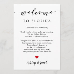 Carta de bienvenida de boda y Tarjeta Itineraria d
