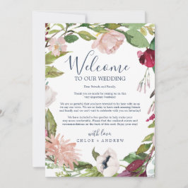 Carta de bienvenida de brisa tropical e tinerario