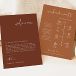 Carta de bienvenida de CORIANDER Bohemia Tarjeta c<br><div class="desc">Esta carta de bienvenida y la línea de tiempo boda presentan un diseño minimalista moderno y elegante con una combinación de terracota boho, naranja quemado y color blanco. Edite fácilmente *la mayoría* de las palabras de esta línea de tiempo. Haga clic en 'hacer clic para más personalizar' en la sección...</div>