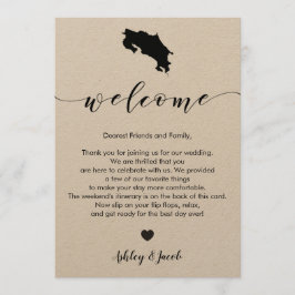 Carta de bienvenida de Costa Rica Boda y tarjeta t