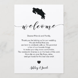 Carta de bienvenida de Costa Rica Boda y tarjeta t