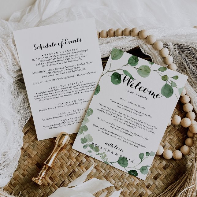 Carta de bienvenida de Eucalyptus Calligraphy Boda (Subido por el creador)