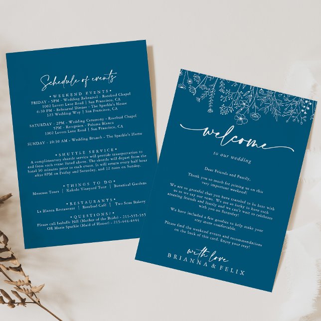 Carta de bienvenida de Navy Wildflower Boda (Subido por el creador)