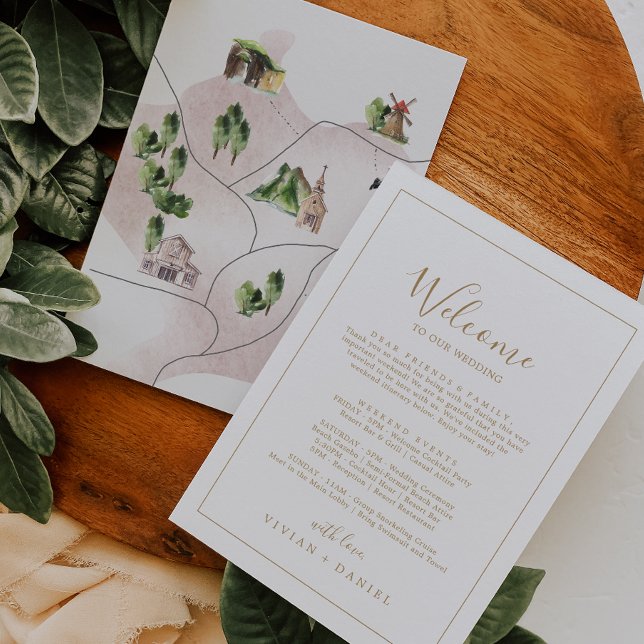 Carta de bienvenida de oro minimalista Itinerario  (Subido por el creador)