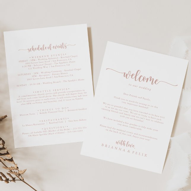 Carta de bienvenida de Rosa Boda de caligrafía de  (Subido por el creador)